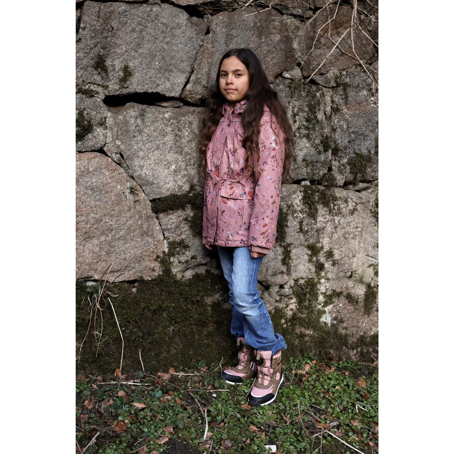 Mikk-Line Burlwood Polyester Girls Jacket AOP Floral Outdoor Adventure Gear Dispute