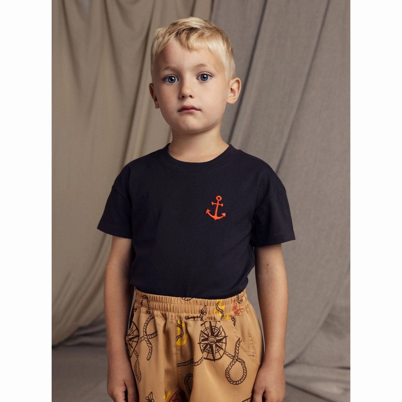 LaserCutEdging Casual Clothing Mini Rodini Beige Nautical AOP Woven Shorts