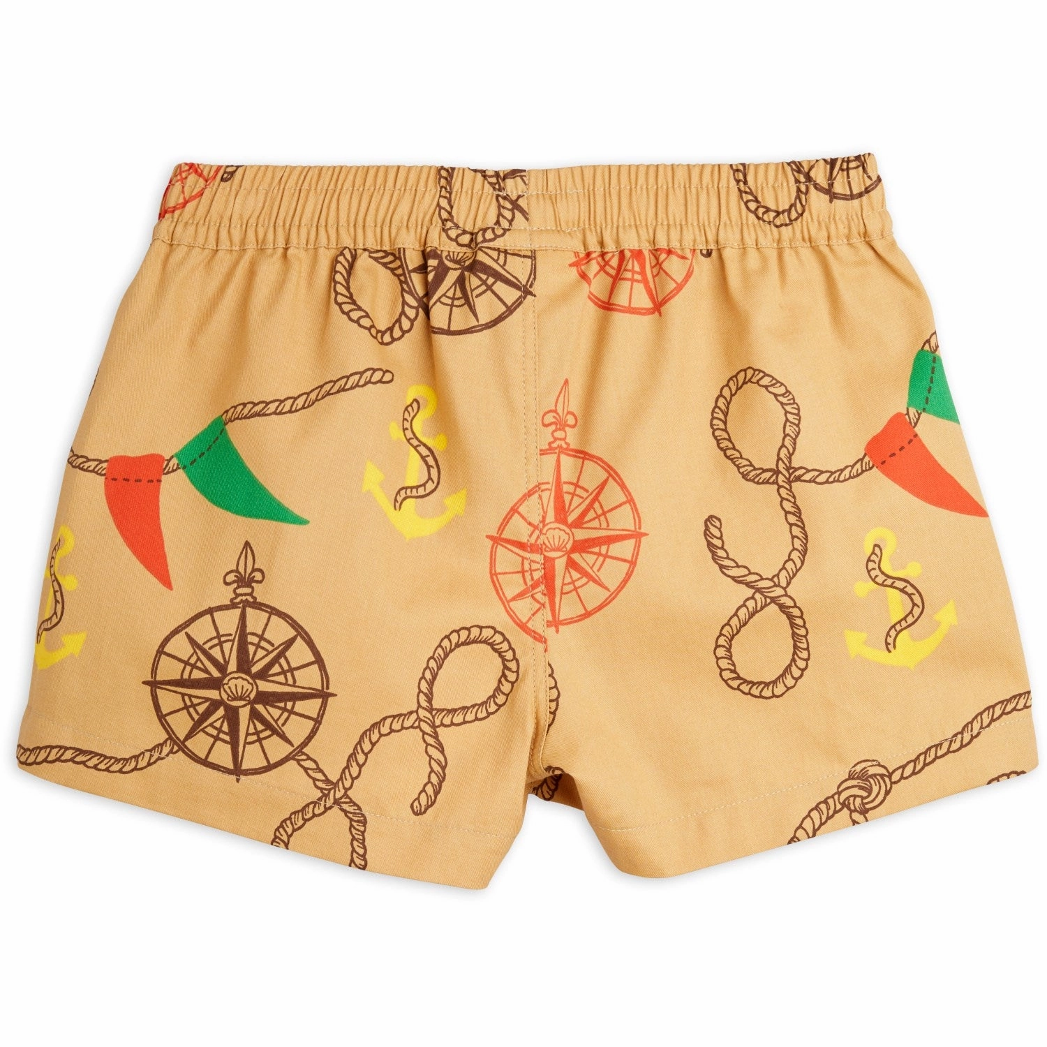 Mini Rodini Beige Nautical AOP Woven Shorts Moisture wicking