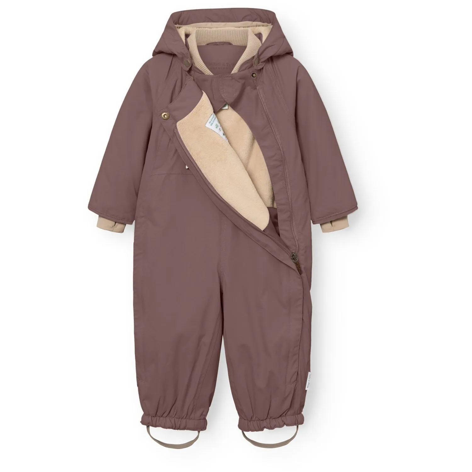 Mini A ture Peppercorn Plum Matwisti Fleece Lined Snowsuit. GRS Stain-Guard-Finish Modern-style