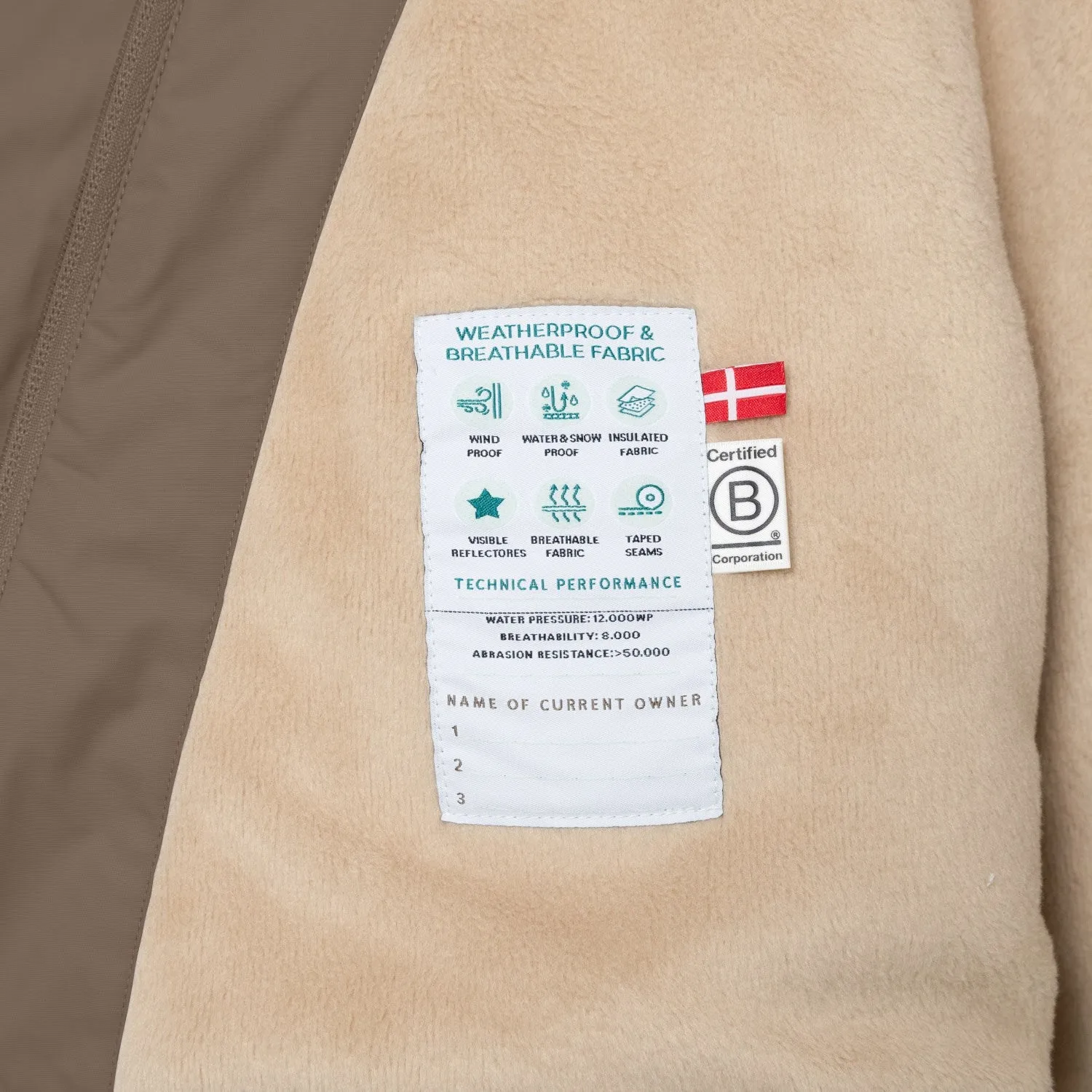 Easy Care Fabric suitable for gift giving Mini A ture Morel Grey Matwang Fleece Lined Winter Jacket. GRS