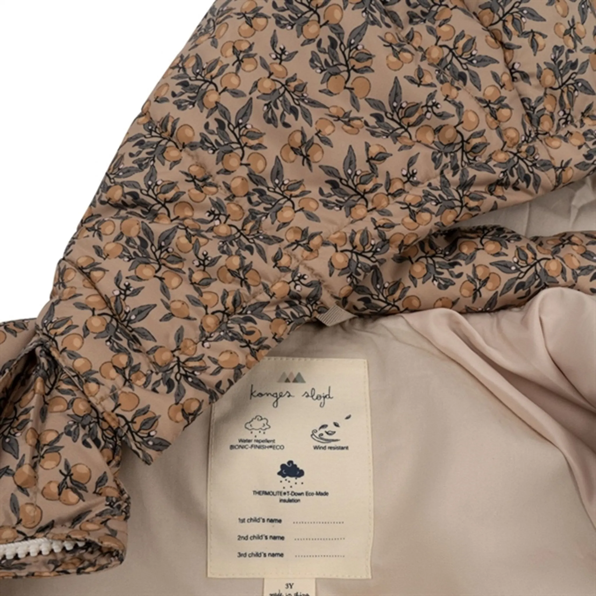 Konges Sl?jd Orangerie Beige Nuka Long Down Jacket Pearl-Detail