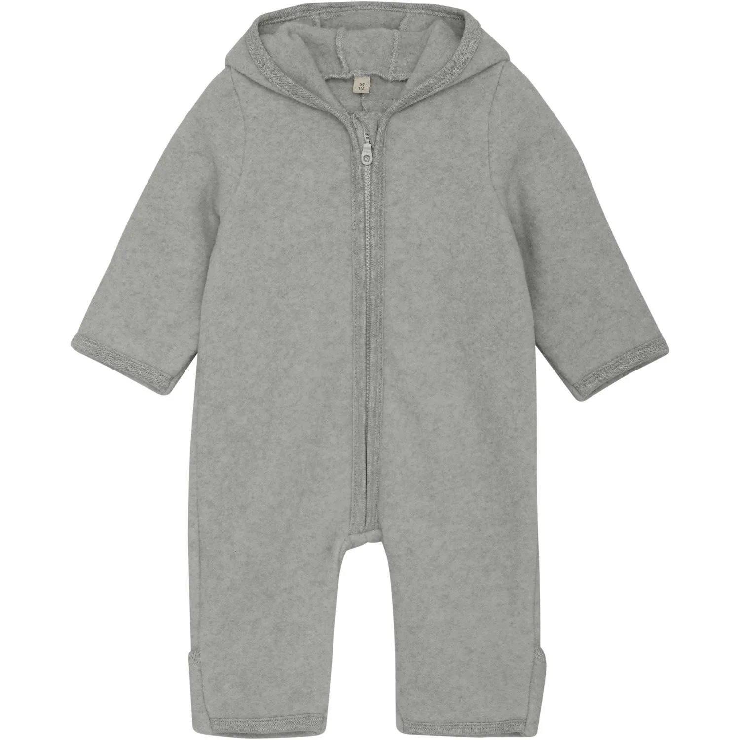 Bust-Enhancing Huttelihut Light Grey Melange Pram Suit Ears Cot. Fleece
