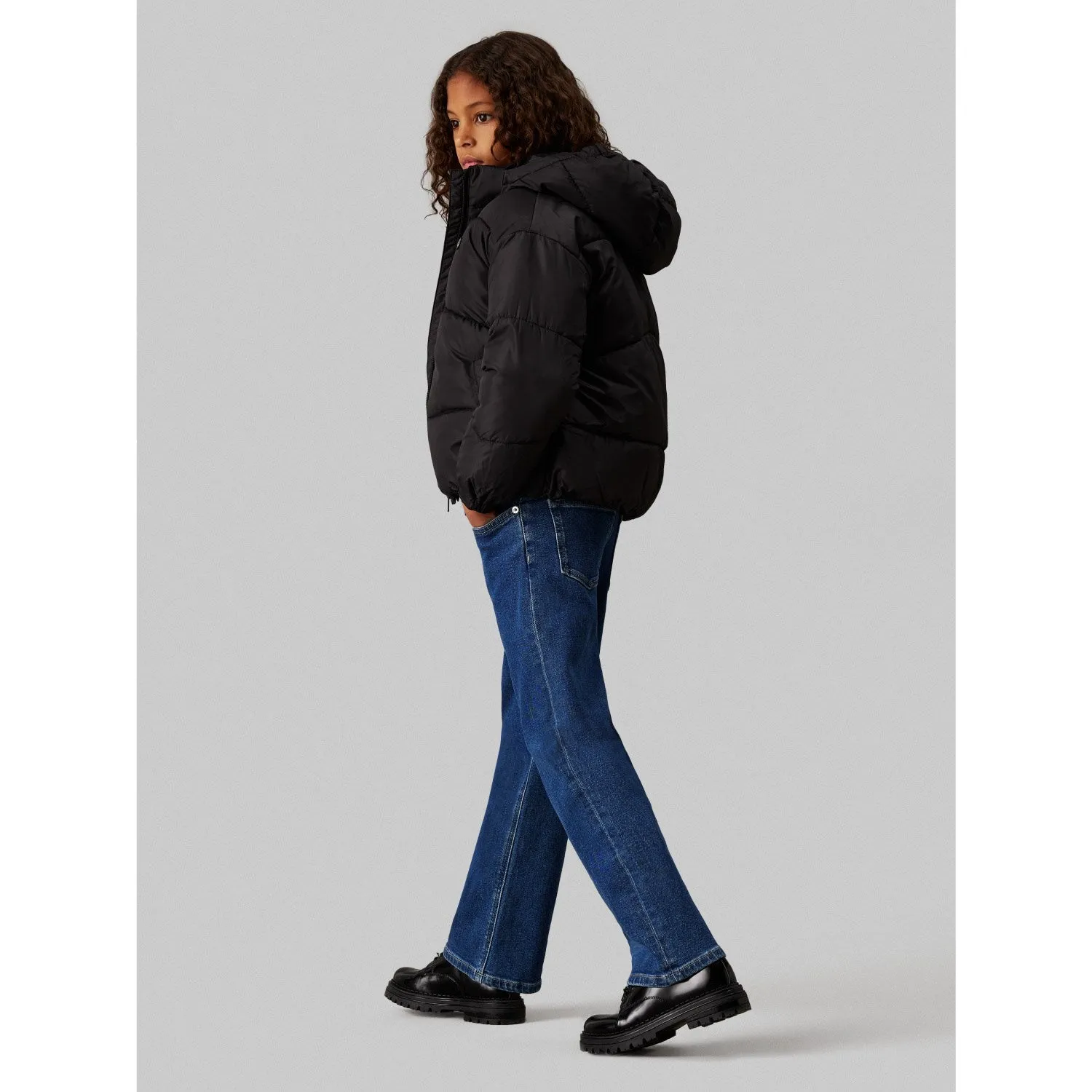 Calvin Klein Ck Short Puffer Jacket Ck Black Lace-Edge