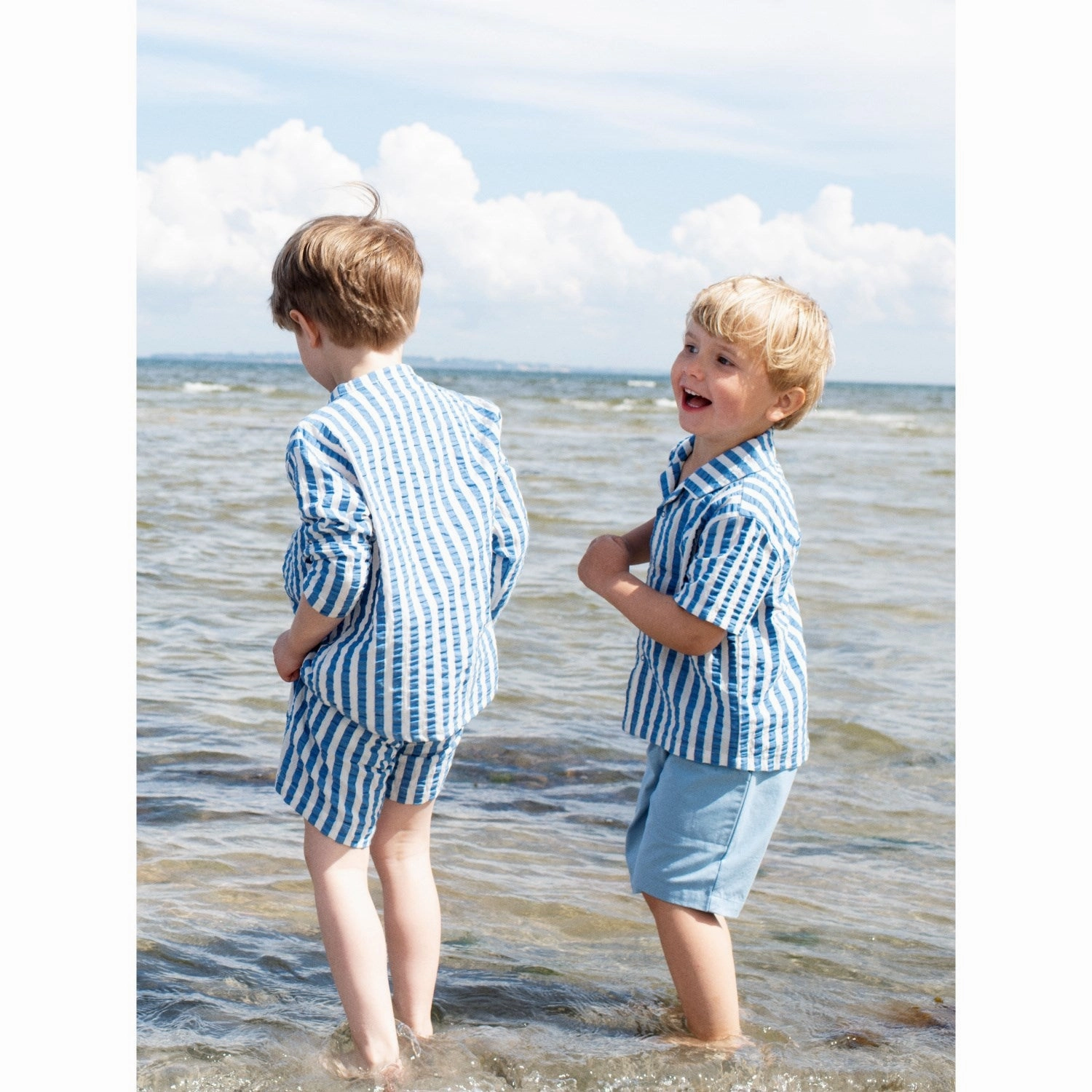 Serendipity Azur Stripe Long Shorts Unisex