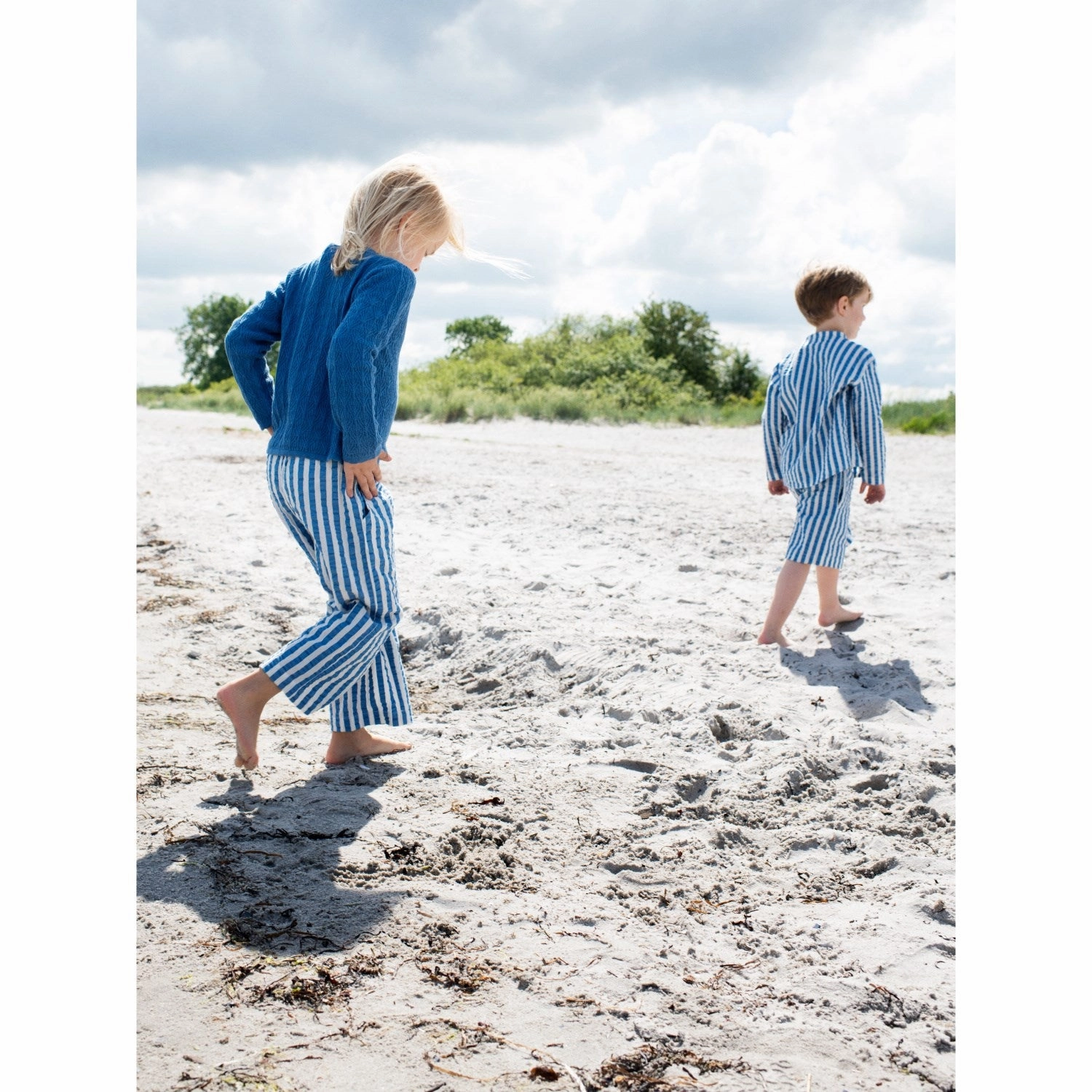 Serendipity Azur Stripe Long Shorts low - rise