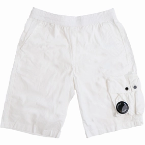 C.P. Company Gauze White Bermuda Shorts Flatlock stitching