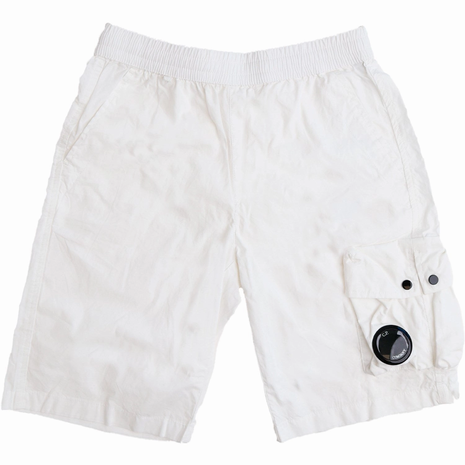 C.P. Company Gauze White Bermuda Shorts Flatlock stitching