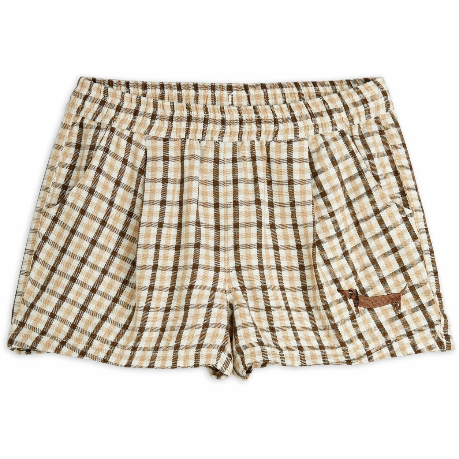 EcoFriendlyMaterials Mini Rodini Beige Gingham Woven Shorts