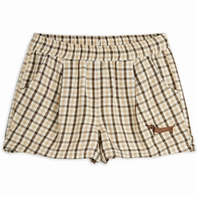 odor - absorbing Abrasion Resistant Material Mini Rodini Beige Gingham Woven Shorts