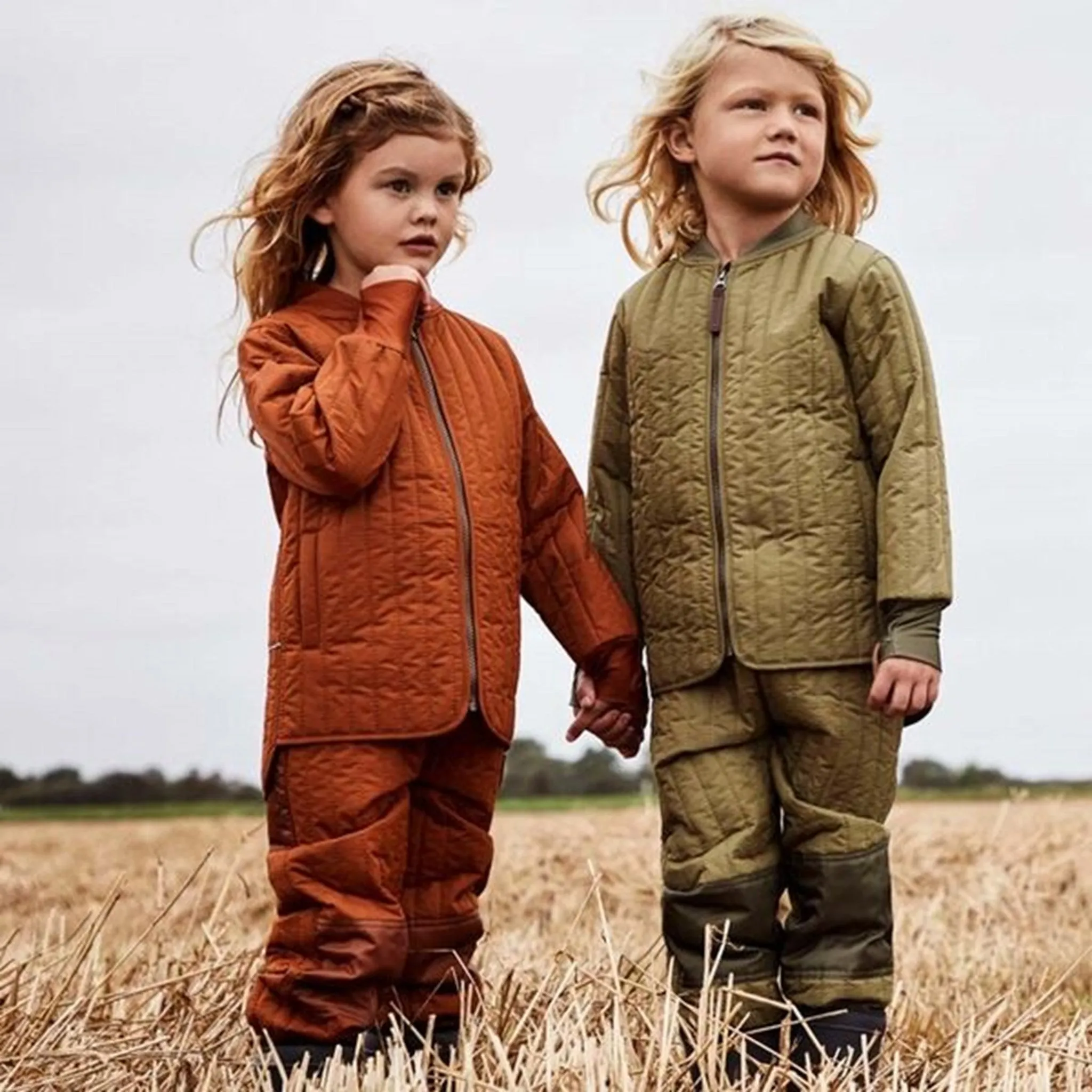 Bell-Sleeve foldable En Fant Solid Thermal Set Ivy Green