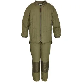 Dropped-Waist En Fant Solid Thermal Set Ivy Green