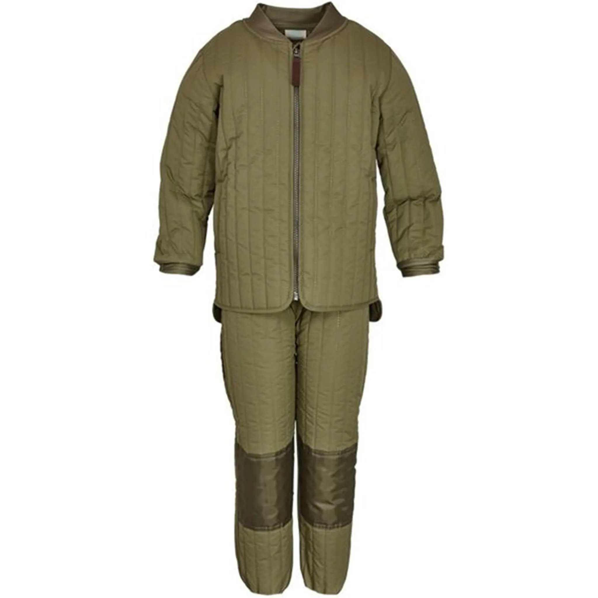 Dropped-Waist En Fant Solid Thermal Set Ivy Green