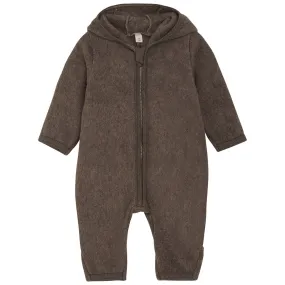Smooth-Lining Best-Seller Huttelihut Brown Melange Pram Suit Ears Cot. Fleece