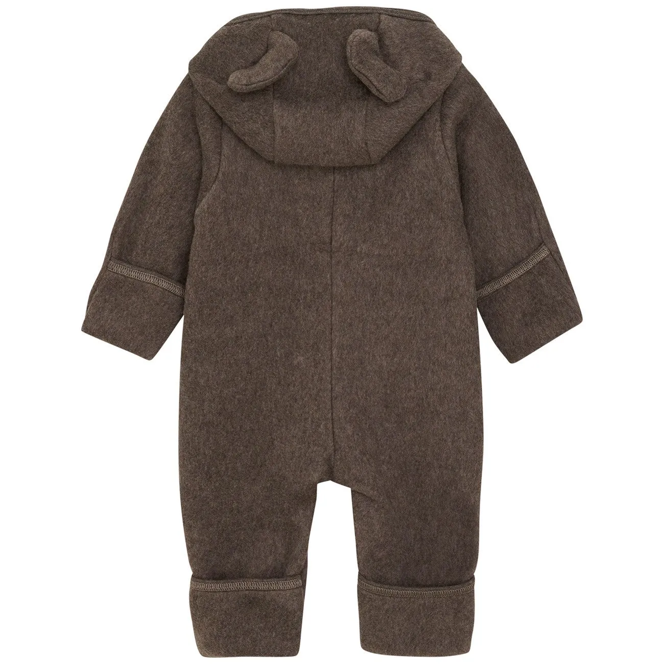 Huttelihut Brown Melange Pram Suit Ears Cot. Fleece Geometric-pattern Bridal-Shower