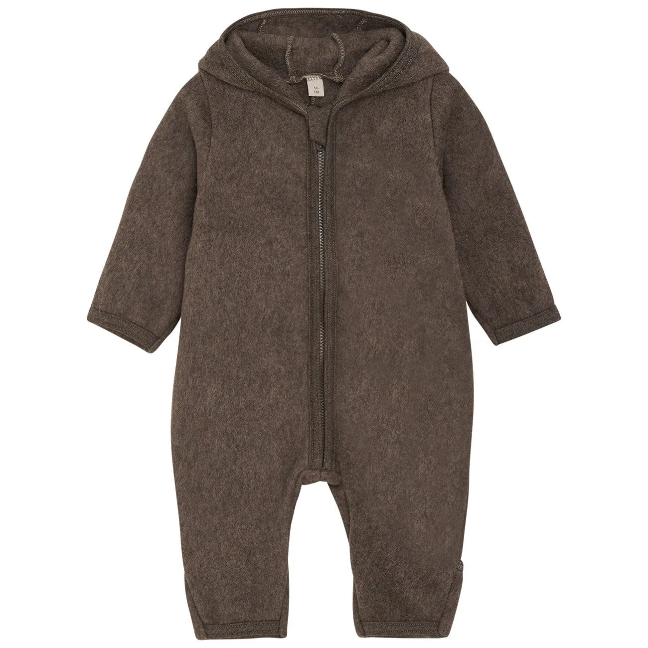Lightweight daywear Huttelihut Brown Melange Pram Suit Ears Cot. Fleece