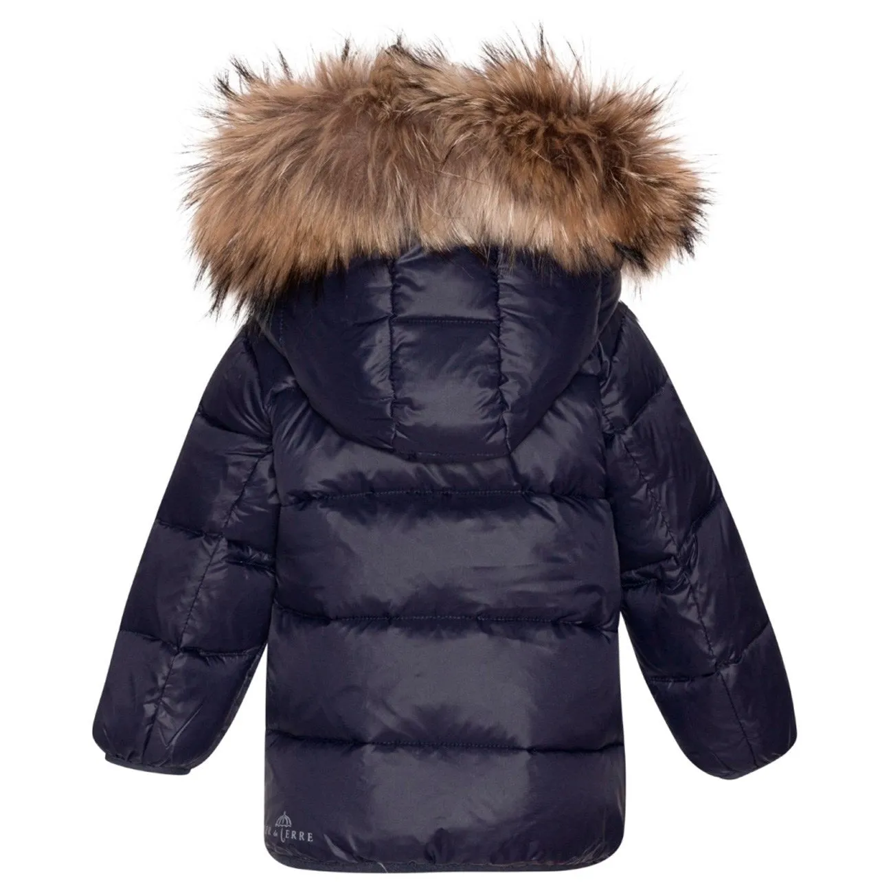 Ver de Terre Featherlight Baby Dunjakke m. Pels Navy Indoor Layer Multi Pocket Design