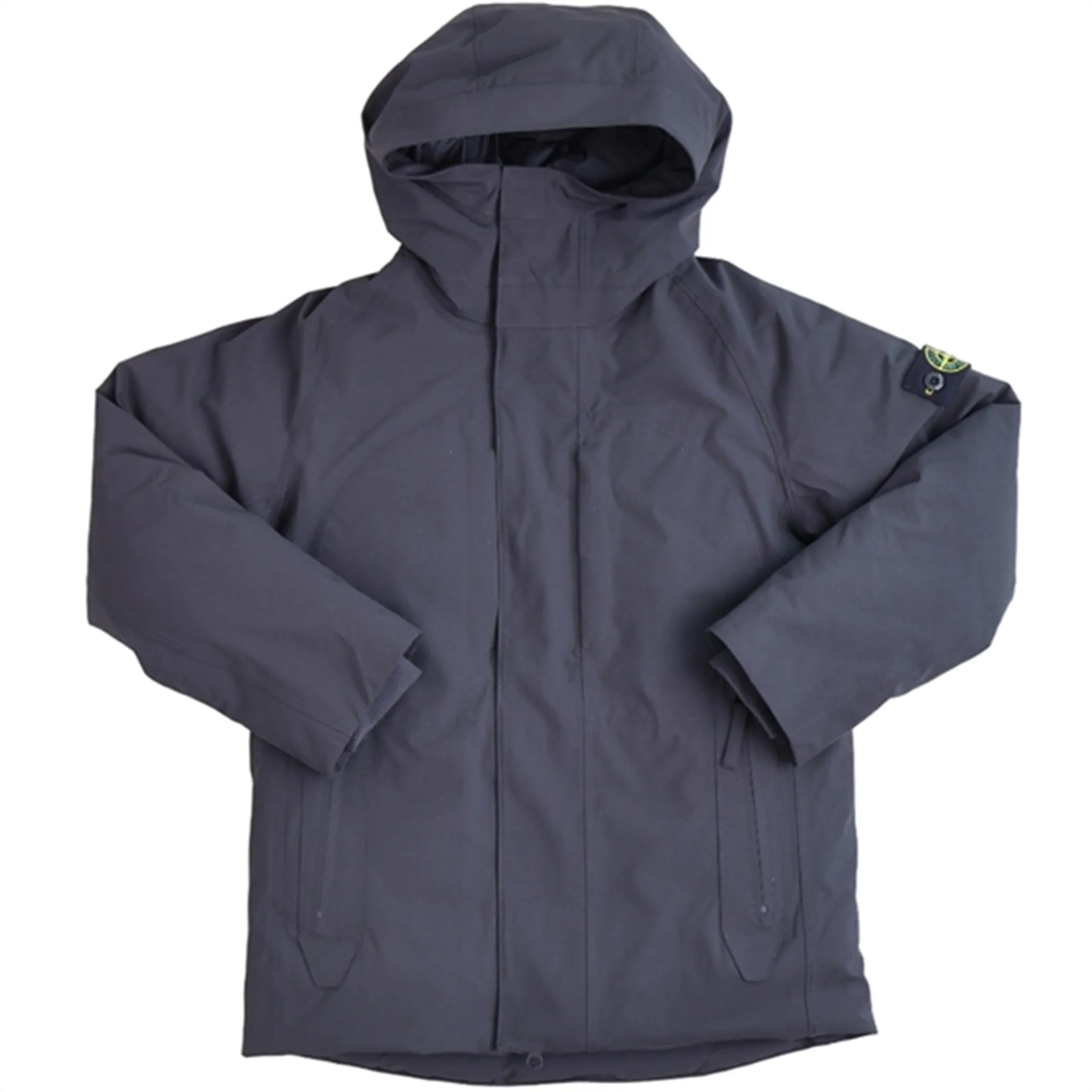 Stone Island Down jacket Black Ruffle-Detail Straight-Hem