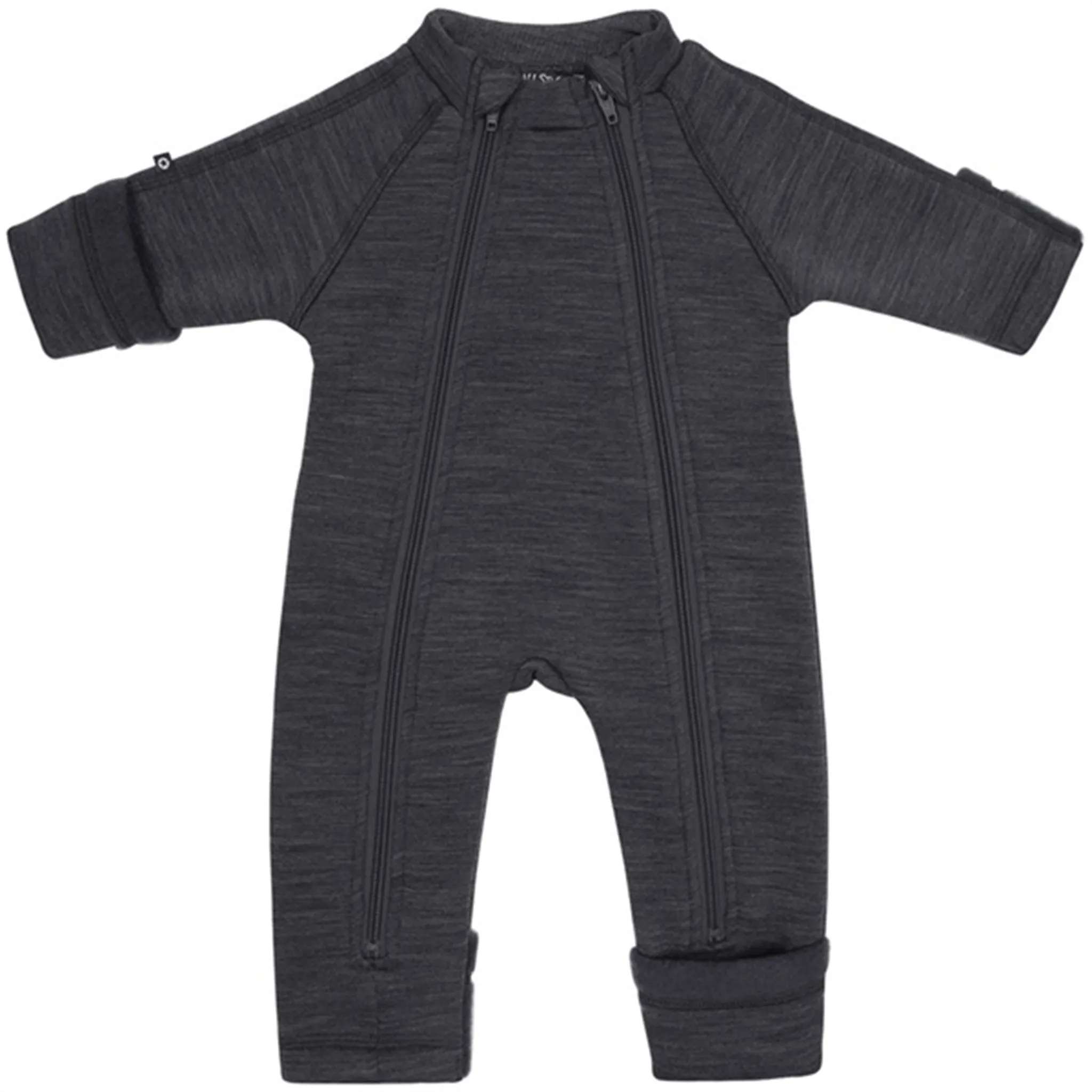 Smallstuff Wool Onesie with Zipper Dark Grey Silky-Lining Stylish printed top