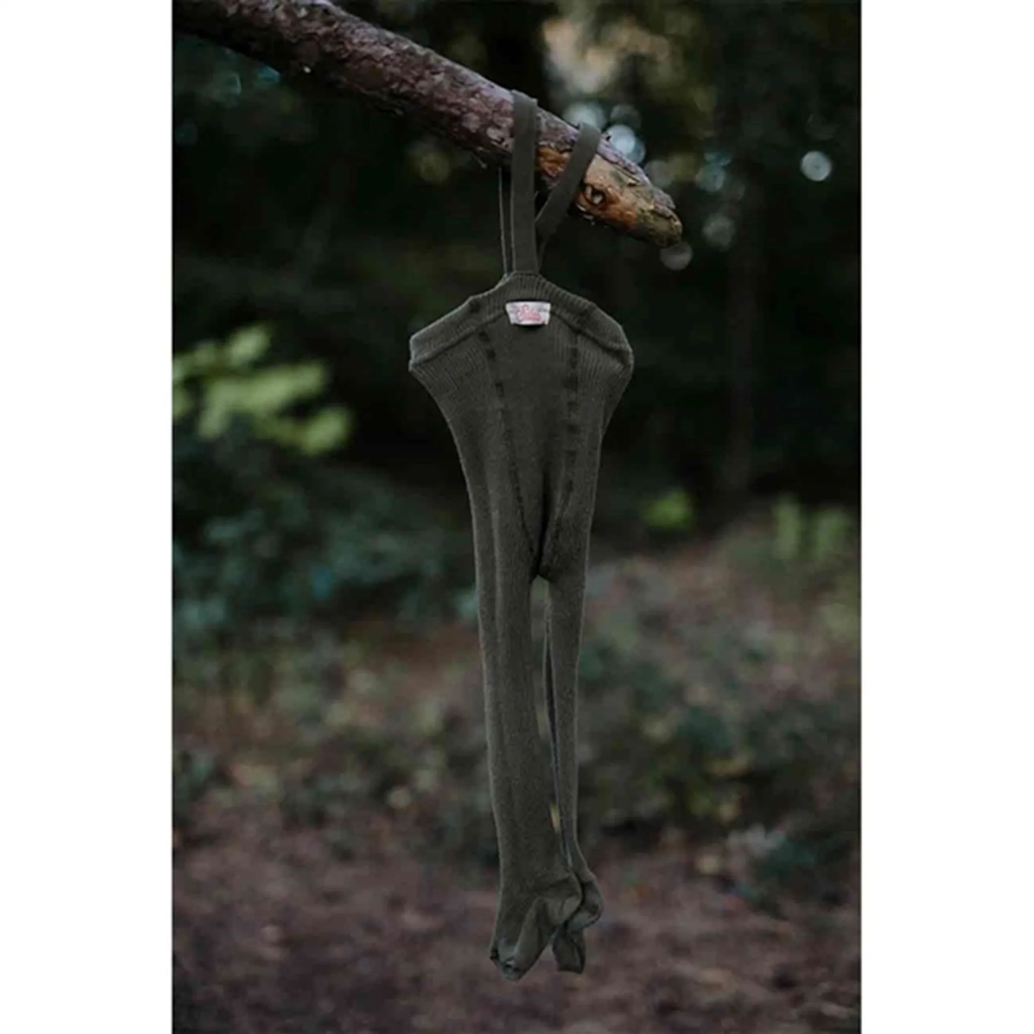 Silly Silas Footed Tights Olive Button-front-style