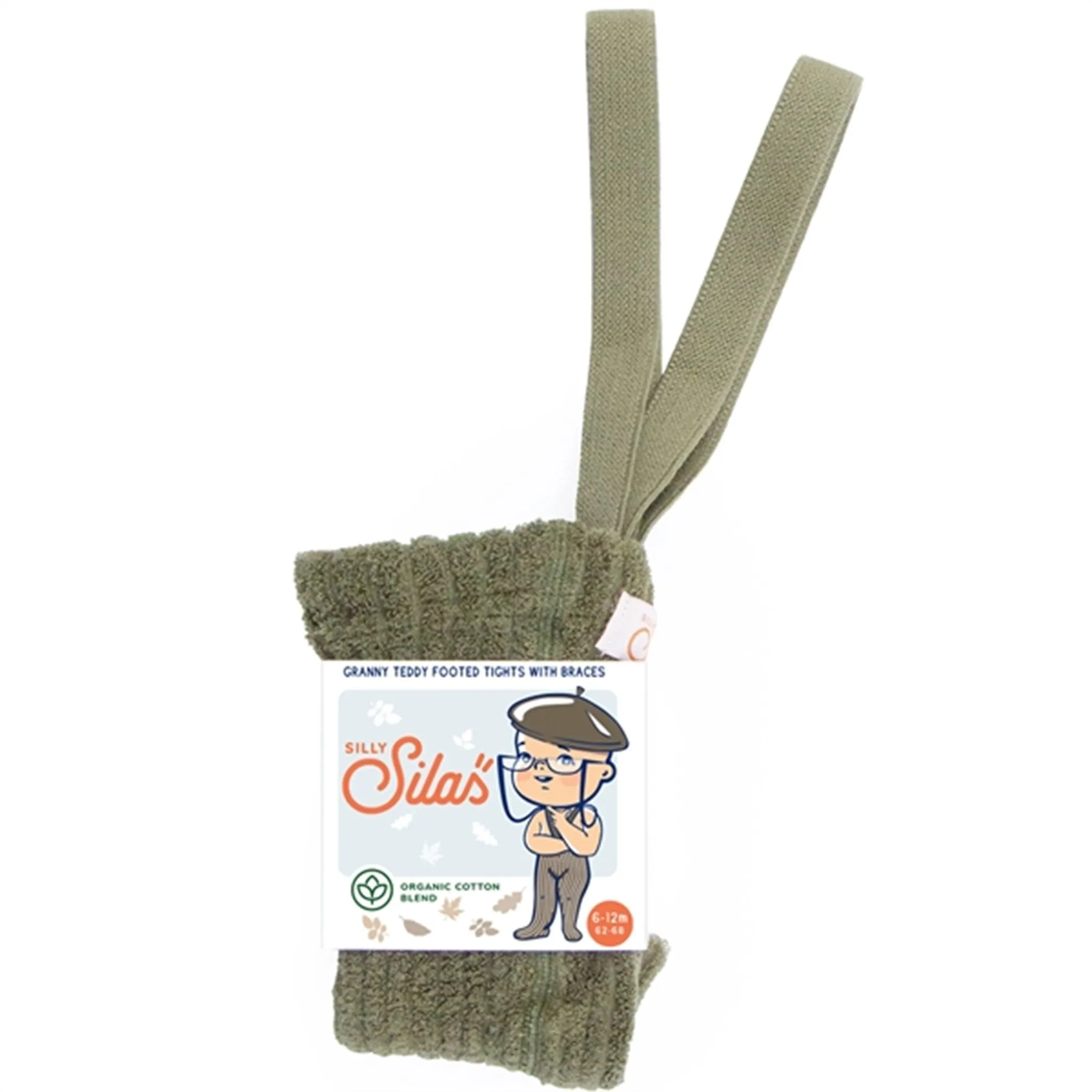 Silly Silas Granny Teddy Tights Olive Tweed