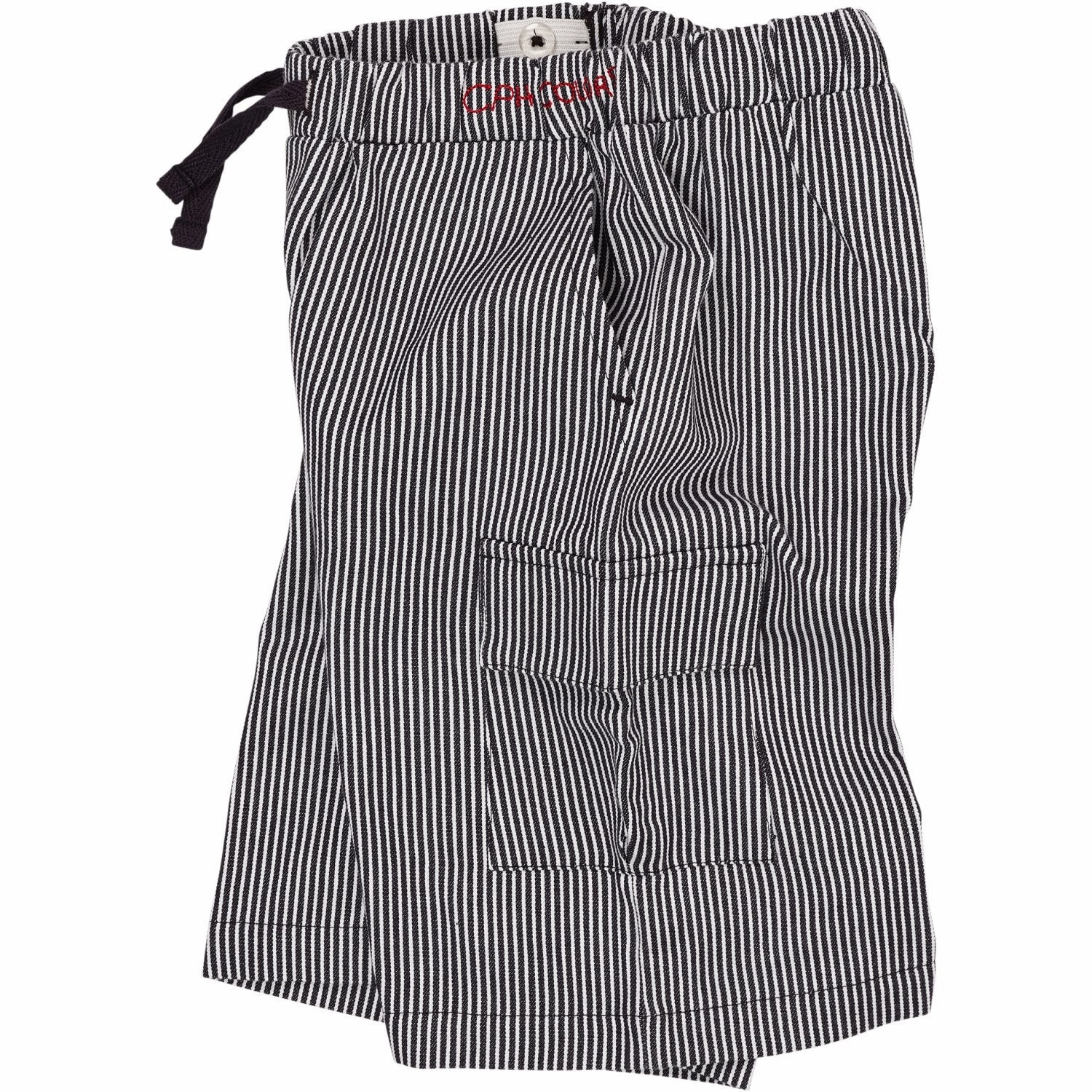 COPENHAGEN COLORS Navy Stripe Striped Pocket Shorts Crisp Texture