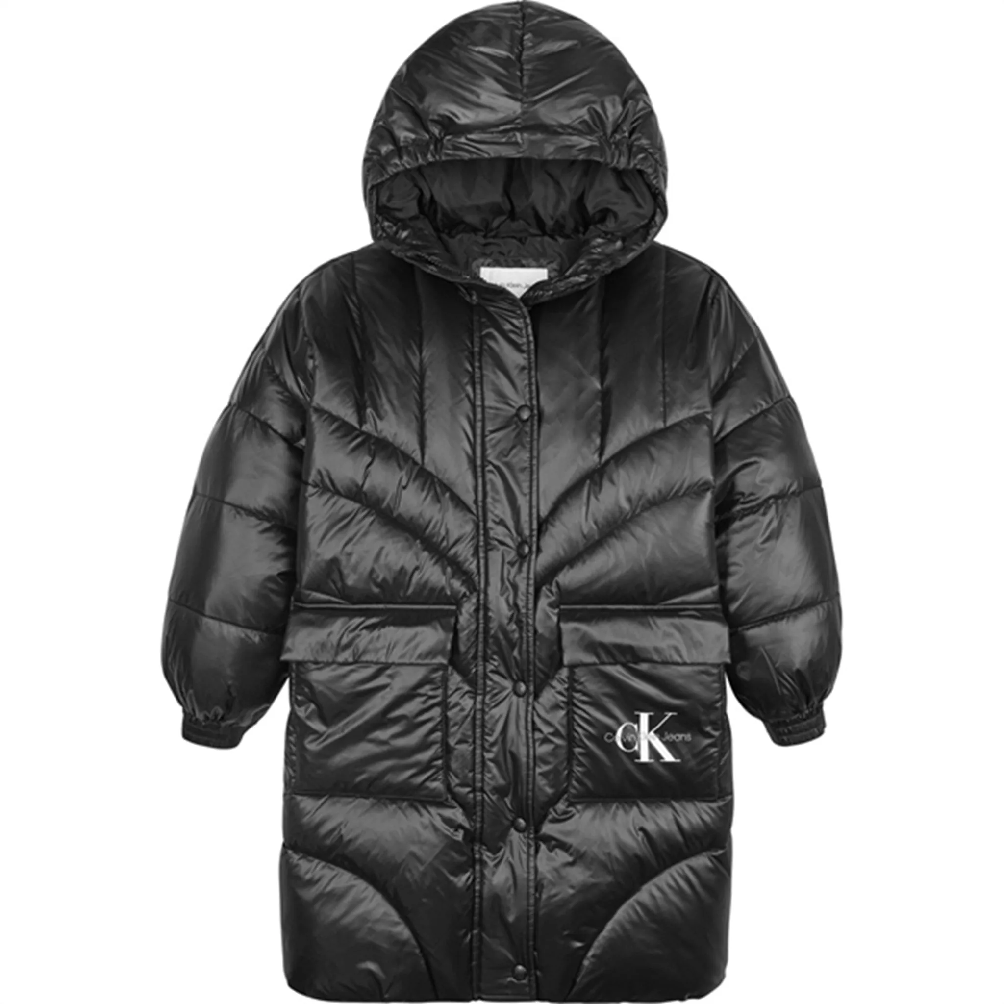 Calvin Klein Oversized Duvet Padded Coat Ck Black Statement-Buttons