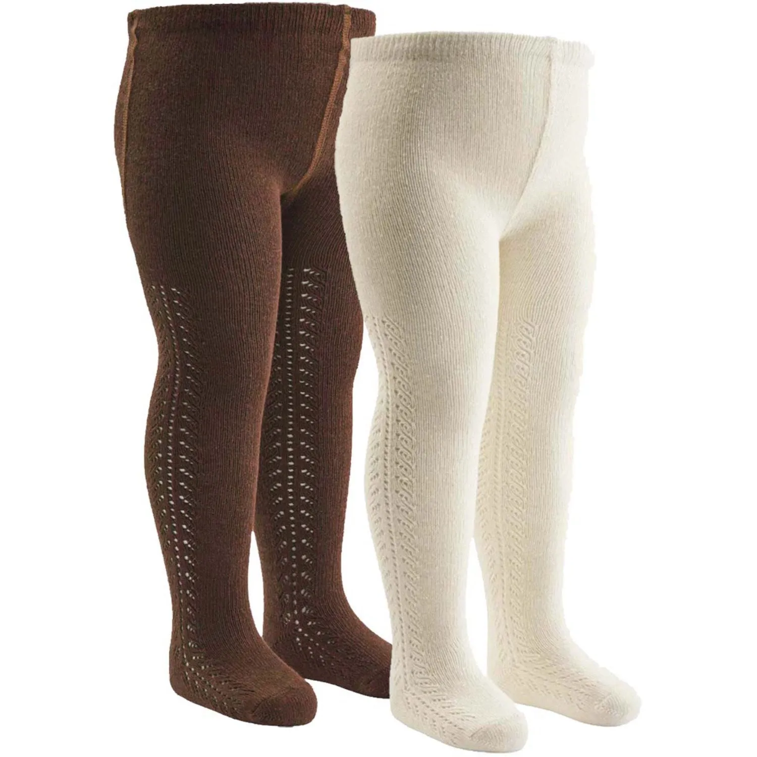 Modeling Warm-insulation M??sli Bark/ Balsam Cream Lace Tights 2-Pack