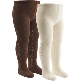 Modeling Warm-insulation M??sli Bark/ Balsam Cream Lace Tights 2-Pack