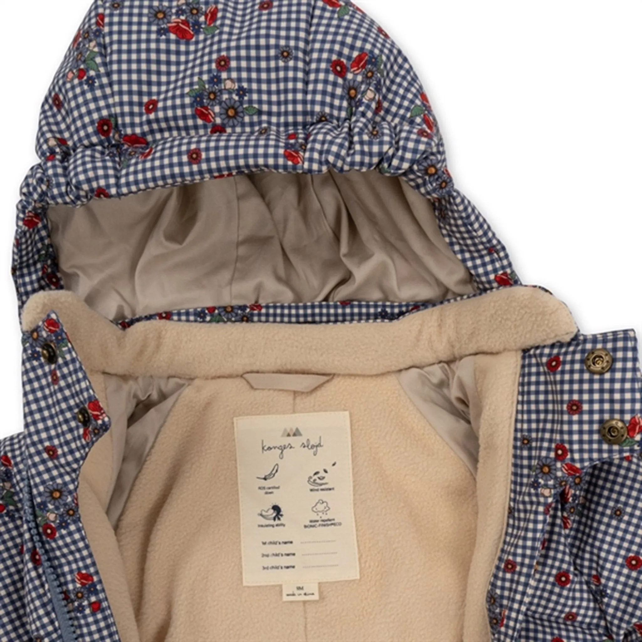 Konges Sl?jd Blossom Check Baby Down Onesie Formal-look Lightweight-Comfort