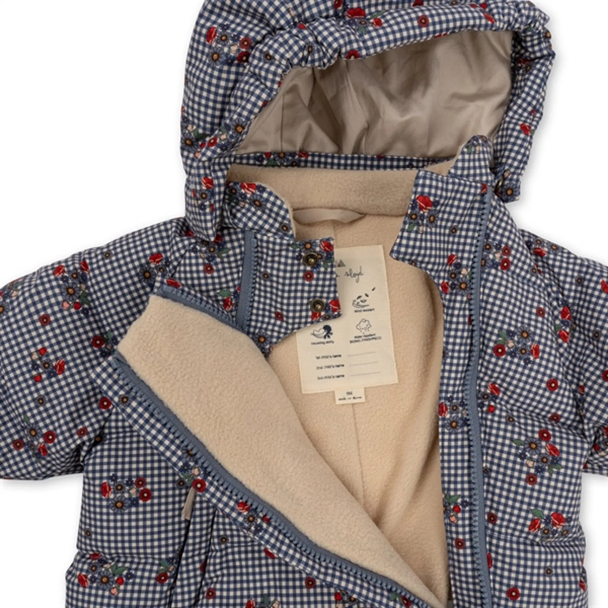 Contrast-Panel Konges Sl?jd Blossom Check Baby Down Onesie