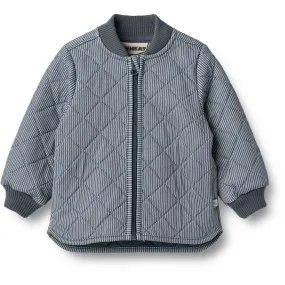 Patterned-Fabric Wheat Ink Stripe Thermo Jacket Loui