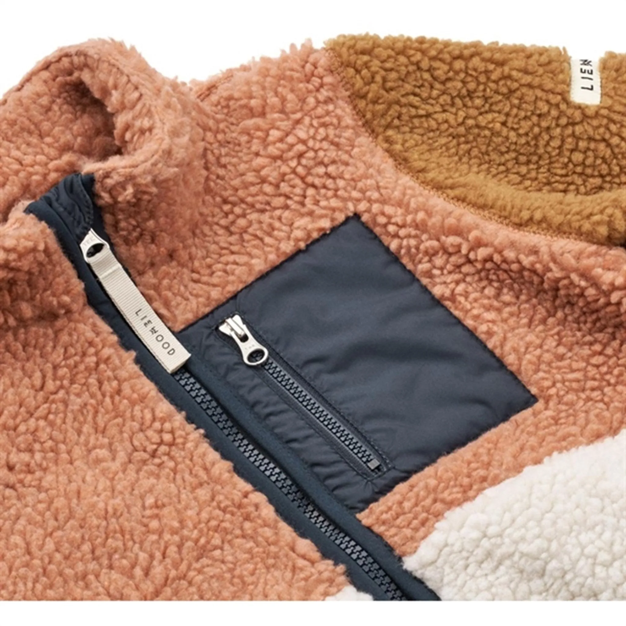 Liewood Nolan Pile Jacket Tuscany Rose Multi Mix Layer Look