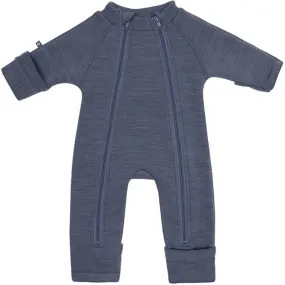 Smallstuff Wool Onesie with Zipper Denim Melange Barrel-Cuff