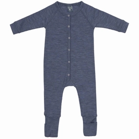 Smallstuff Wool Drop Needle Night Suit Denim Melange Flexible Soft