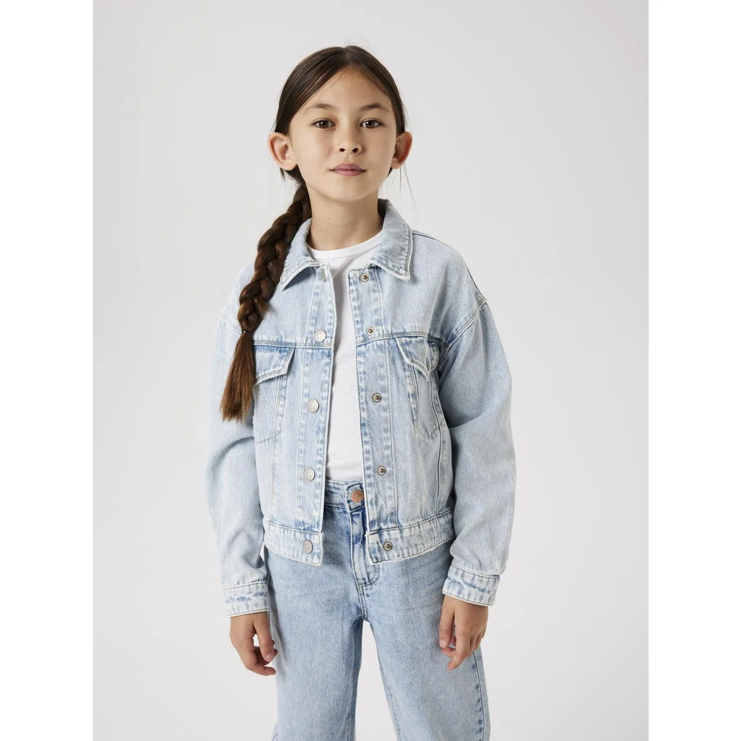 Mask Quick Access Pockets Name It Light Blue Bleached Denim Mila Denim Jacket Noos