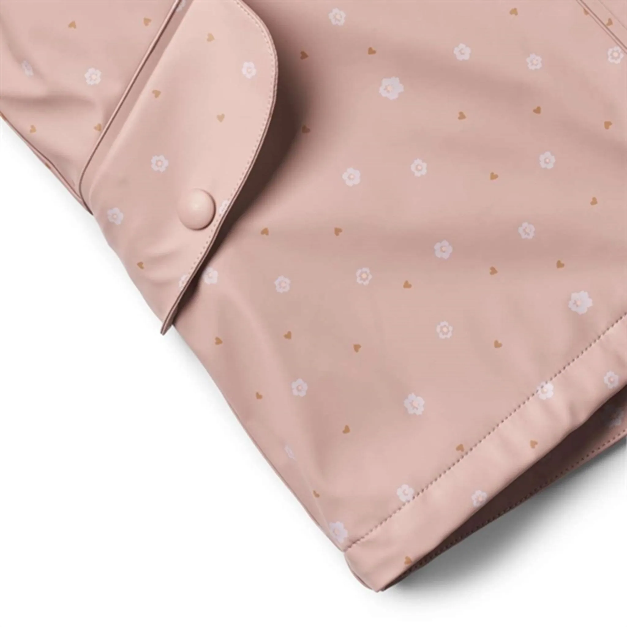 Fold-Over-Detail Maternity-Fit Wheat Rain Jacket Rika Thermo Powder Rose Flowers