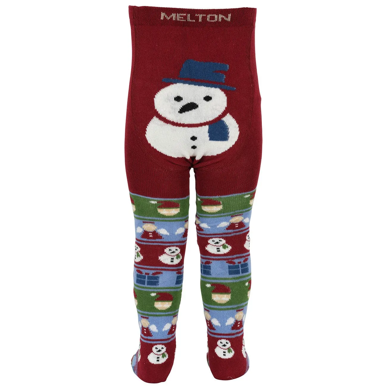 Hemmed MELTON Sundried Tomato Snowman tights