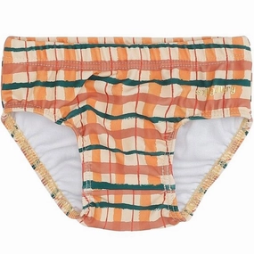 Antibacterial Treatment Bonded Seam Technology Soft Gallery Winter Wheat AOP Check Baby Miki Swim Pants