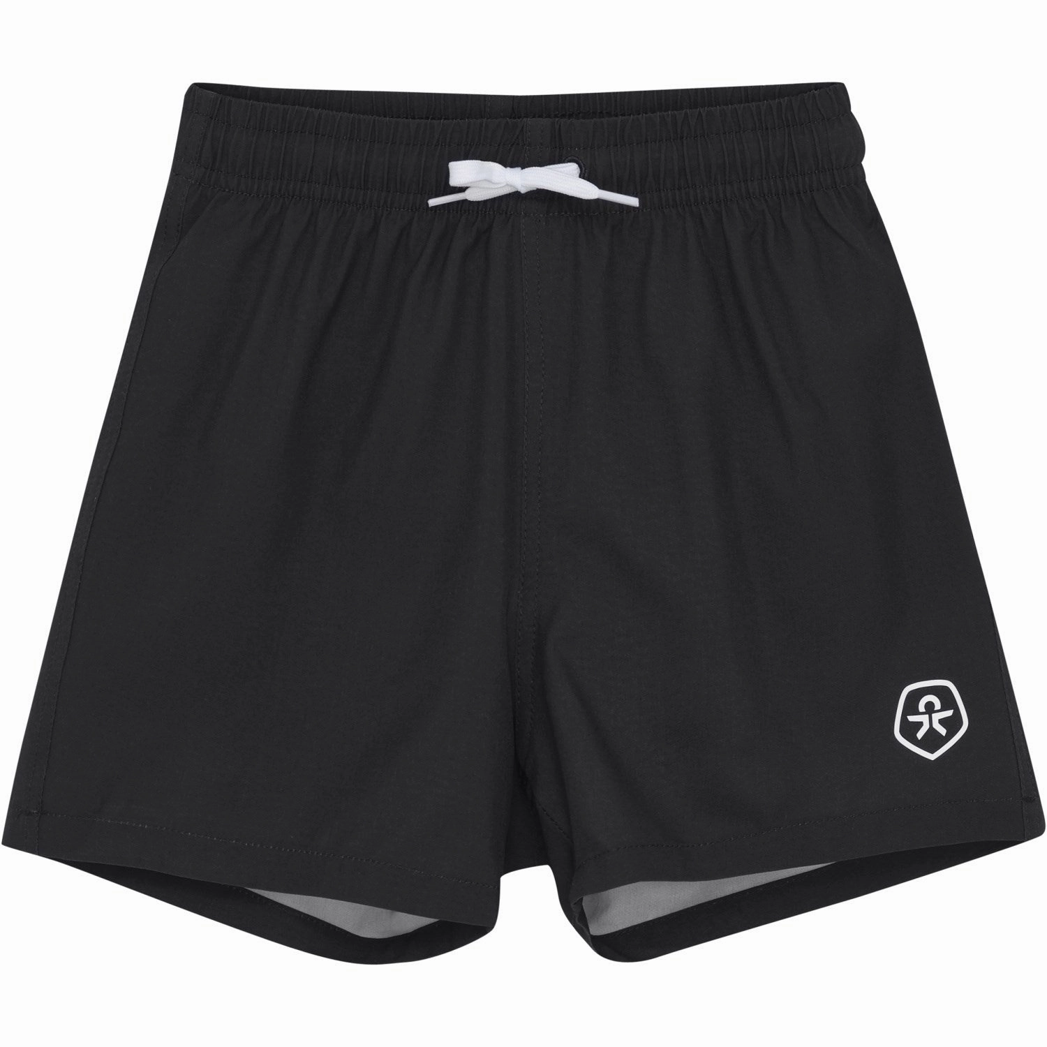 Color Kids Black Swim Shorts, Solid Weekend Retreat High Neck Cut