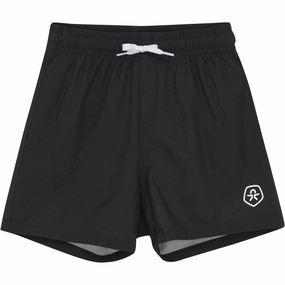 Color Kids Black Swim Shorts, Solid Weekend Retreat High Neck Cut