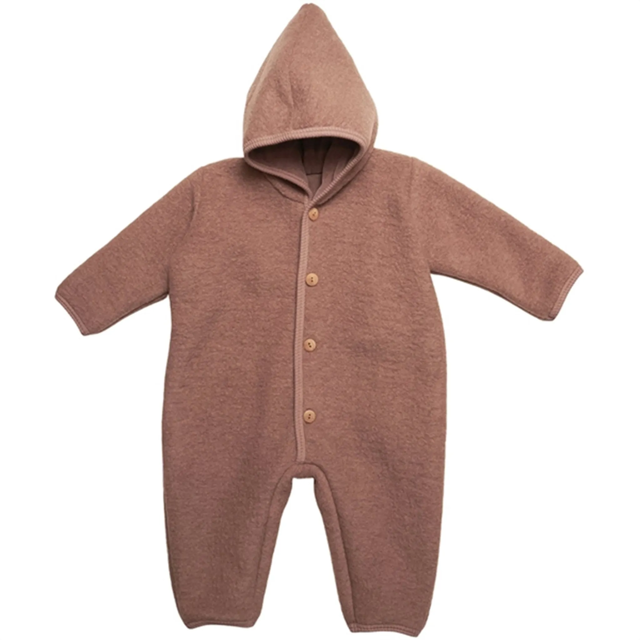 Huttelihut Pram Suit Wool Pooh Heather Rose Fold-Over-Detail Functional-Design