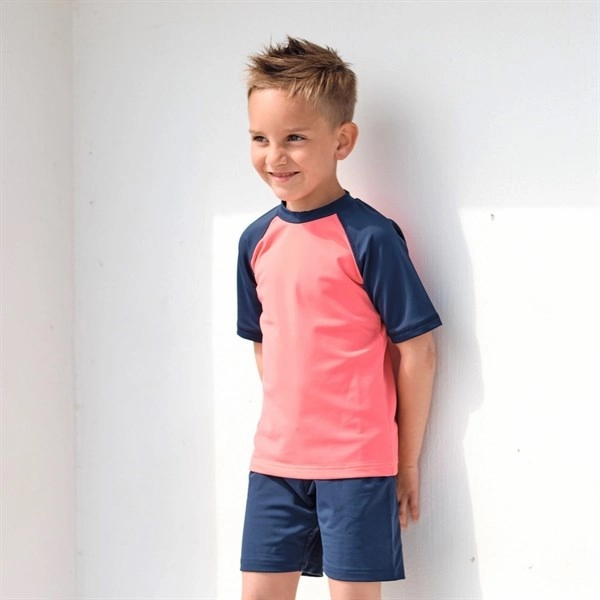 Petit Crabe Nectarine/Blue Raglan UV Swim Shirt Relaxing Attire Vibrant Colors