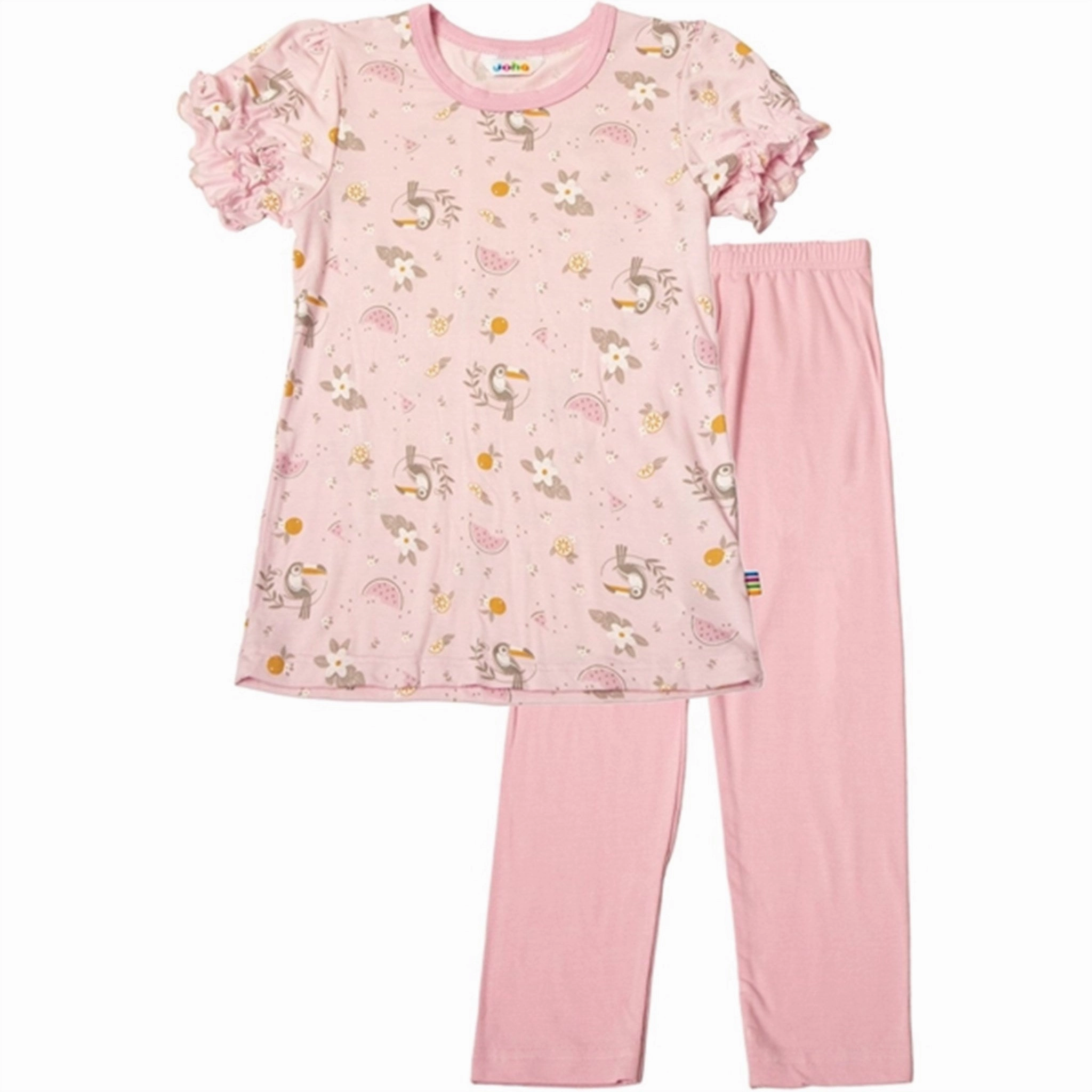Joha Bamboo Pink AOP Pyjamas VNeck Design Multi Directional Stretch