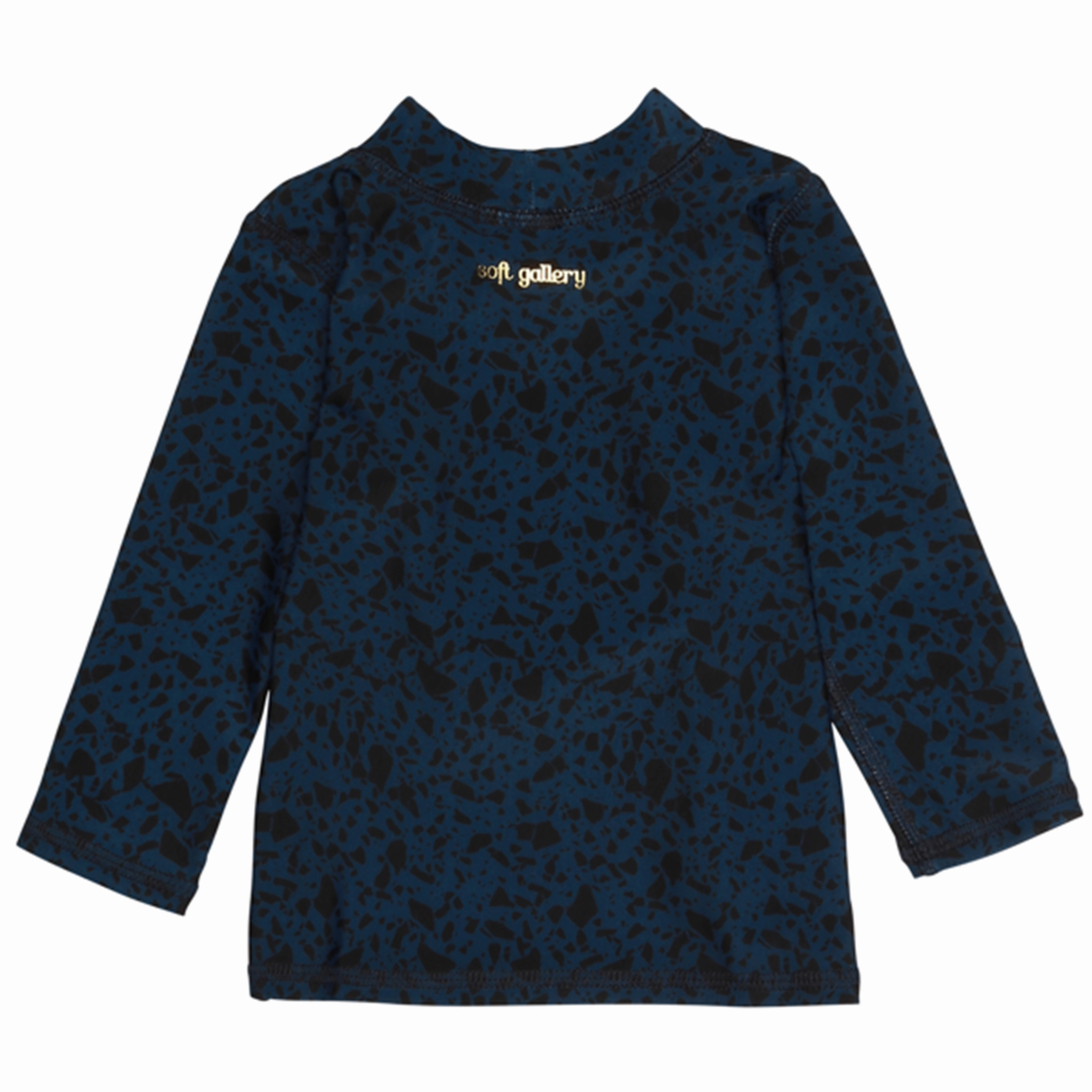 Longline-Silhouette Textured Fabric Soft Gallery Chips Astin Sun Baby Swim Shirt AOP Majolica Blue