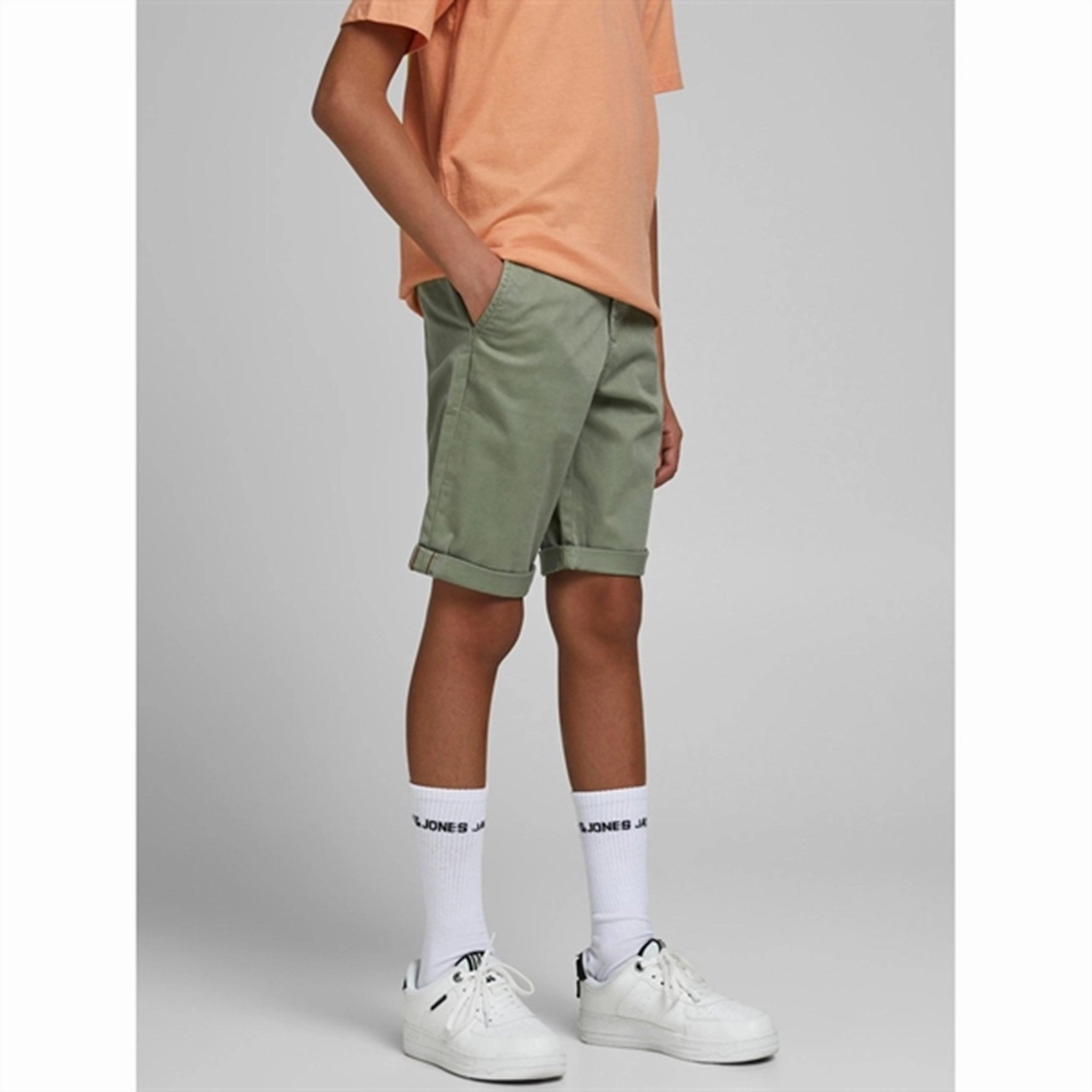 Jack & Jones Junior Deep Lichen Green Bowie Solid Shorts AntiStaticCoating