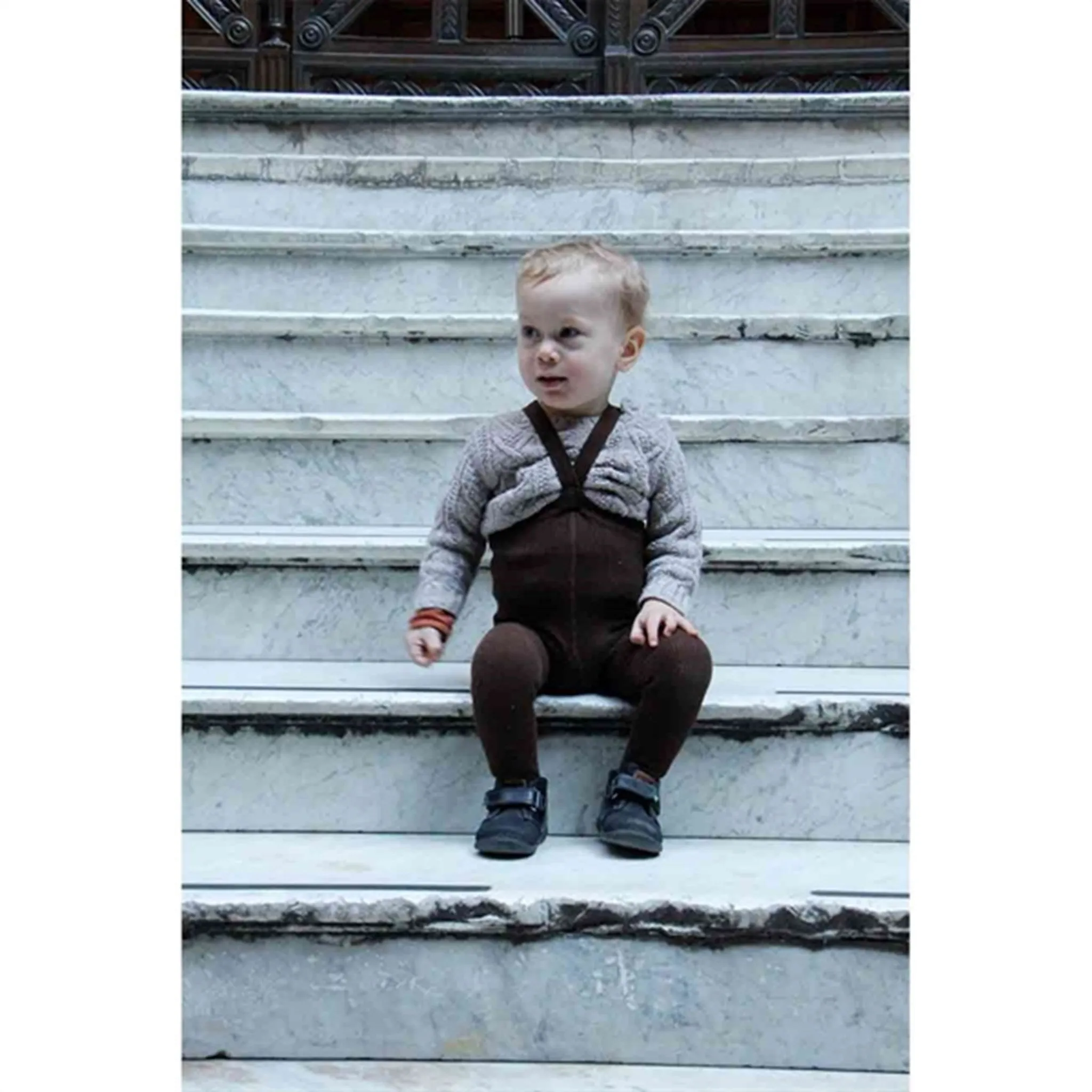Silly Silas Footed Tights Chocolate Brown Topstitched