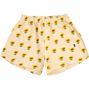 Recycled Elastic Trim Bobo Choses Offwhite Sunflower All Over Shorts