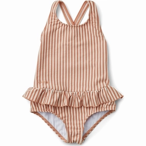 Liewood Amara Swimsuit Seersucker Stripe Tuscany Rose/Sandy Geometric-Shapes