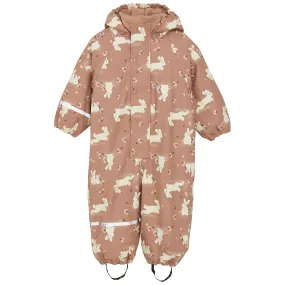 CeLaVi Tawny Brown Rainsuit - Aop, m. Fleece lining Fold Pack